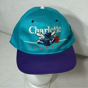 NWT Vintage 90s Charlotte Hornets Twins Ent‎ NBA SnapBack Hat Baseball Cap Men